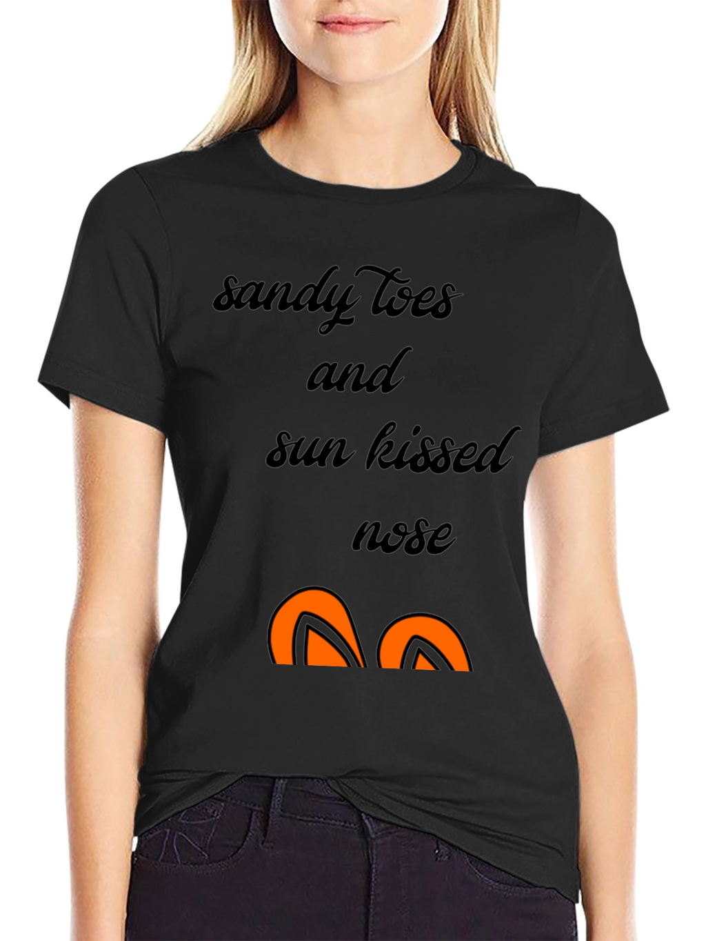 Sandy Toes Sun Kissed Nose Black Graphic T-Shirt