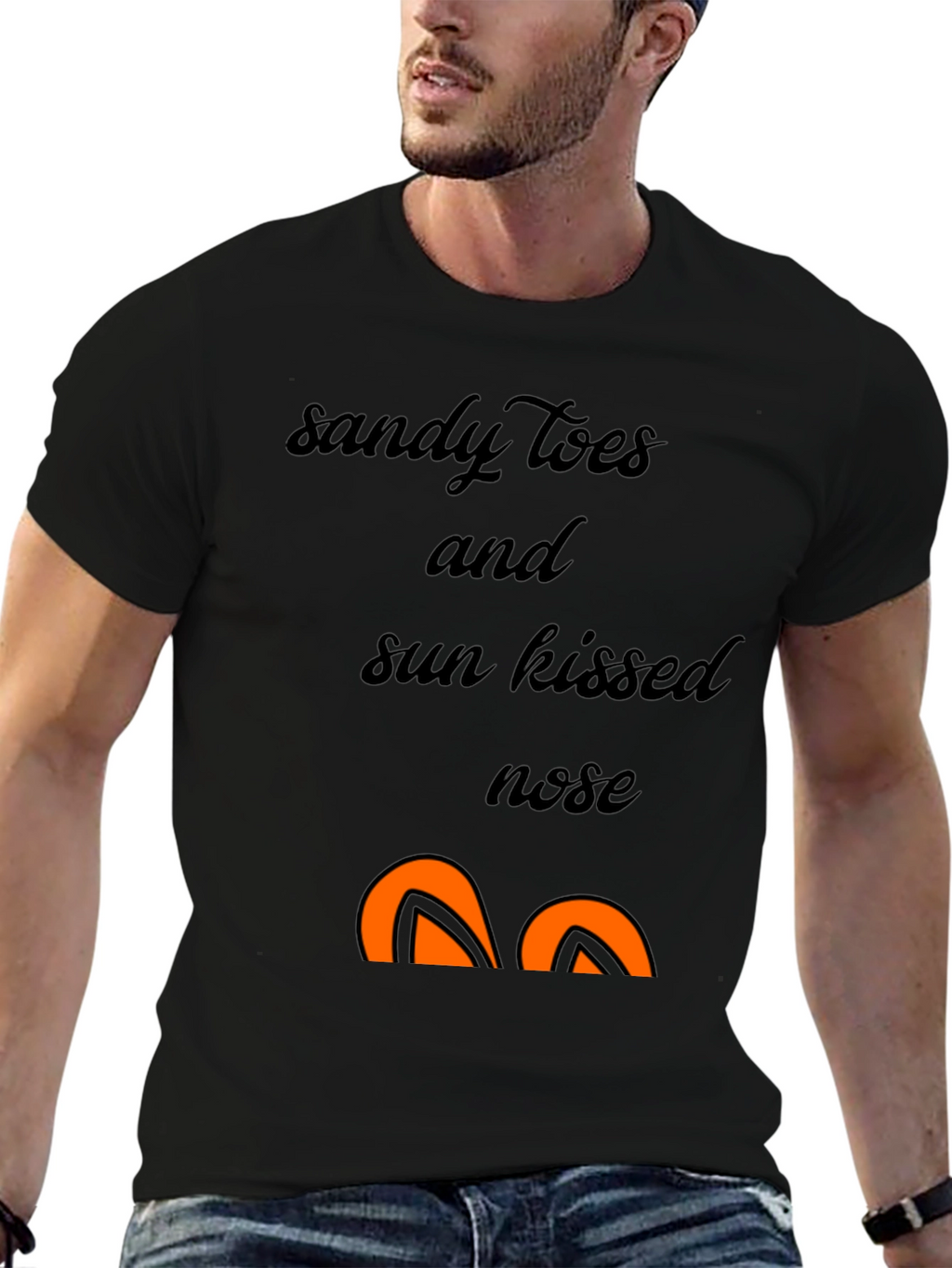 Sandy Toes Sun Kissed Nose Black Graphic T-Shirt