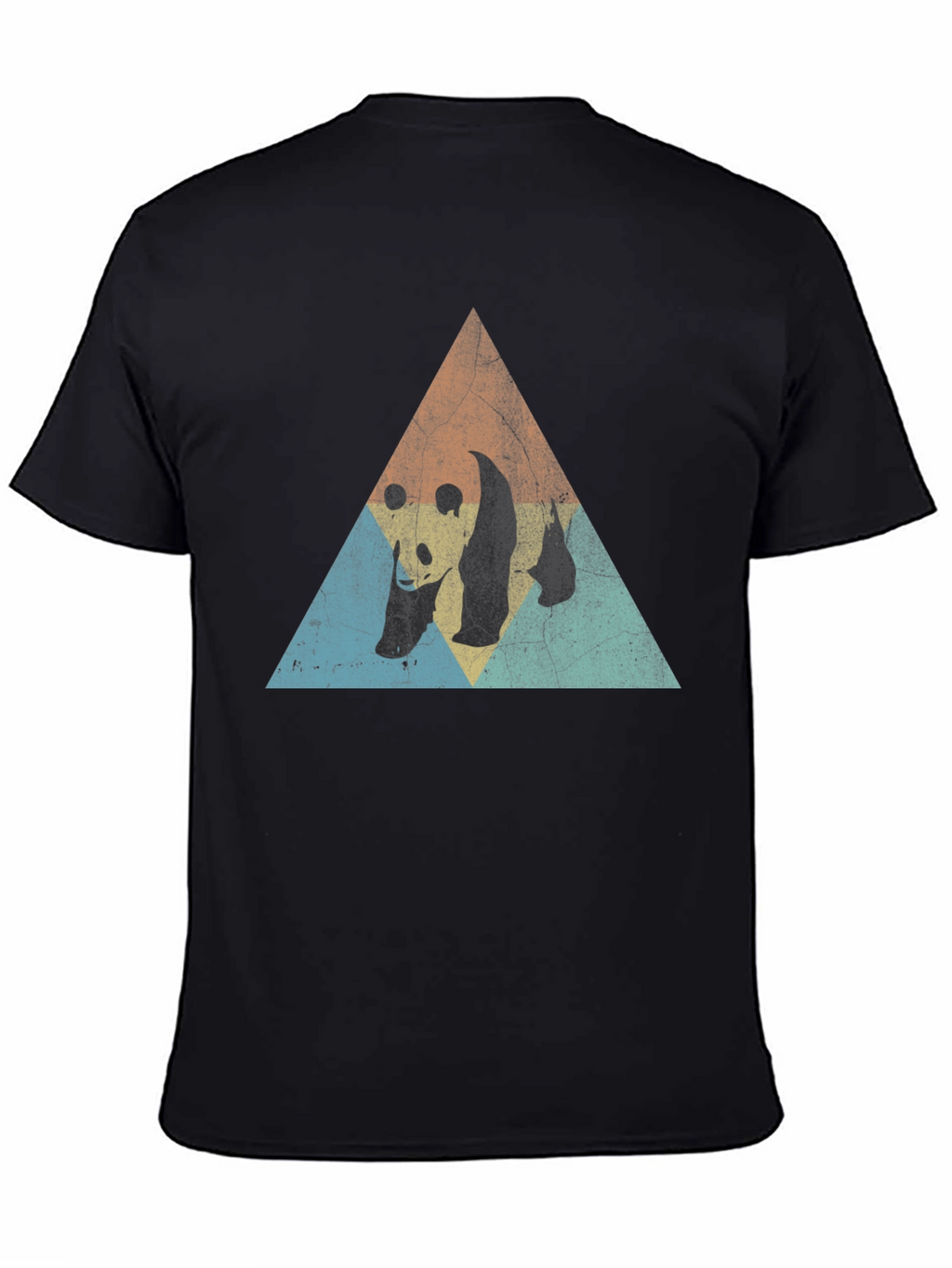 Retro Panda Triangle Graphic T-Shirt