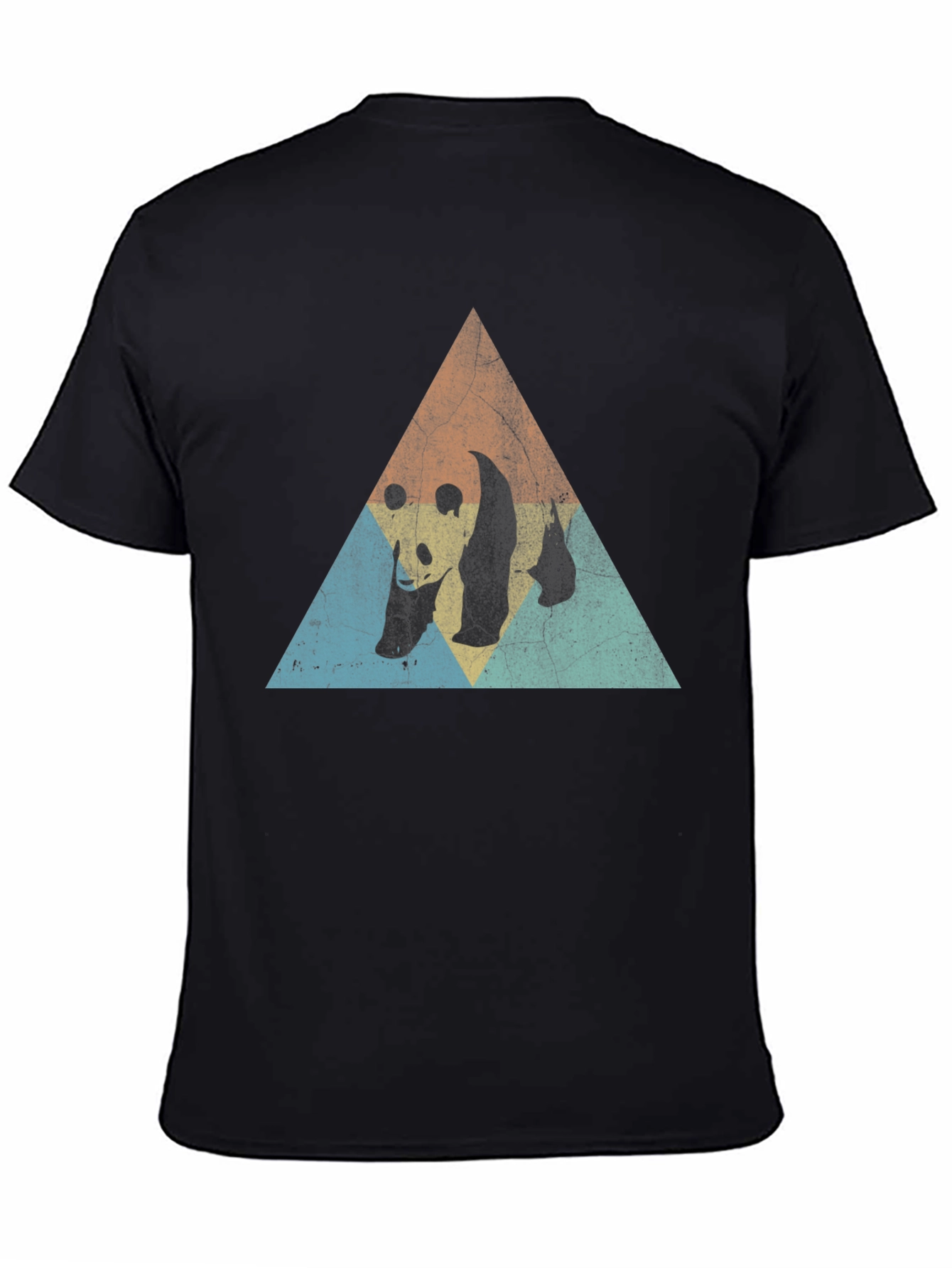 Retro Panda Triangle Graphic T-Shirt