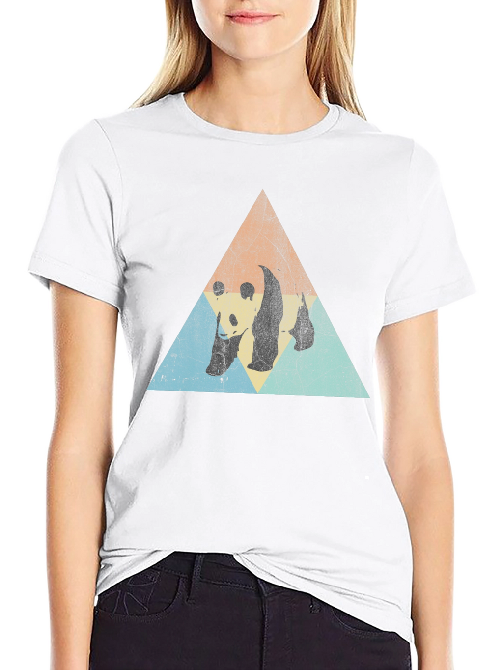 Retro Panda Triangle Graphic T-Shirt