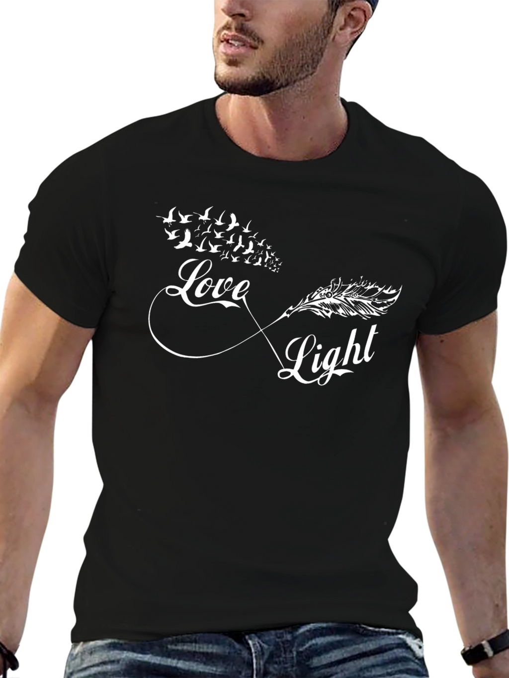 Love & Light Infinity Feather Bird T-Shirt