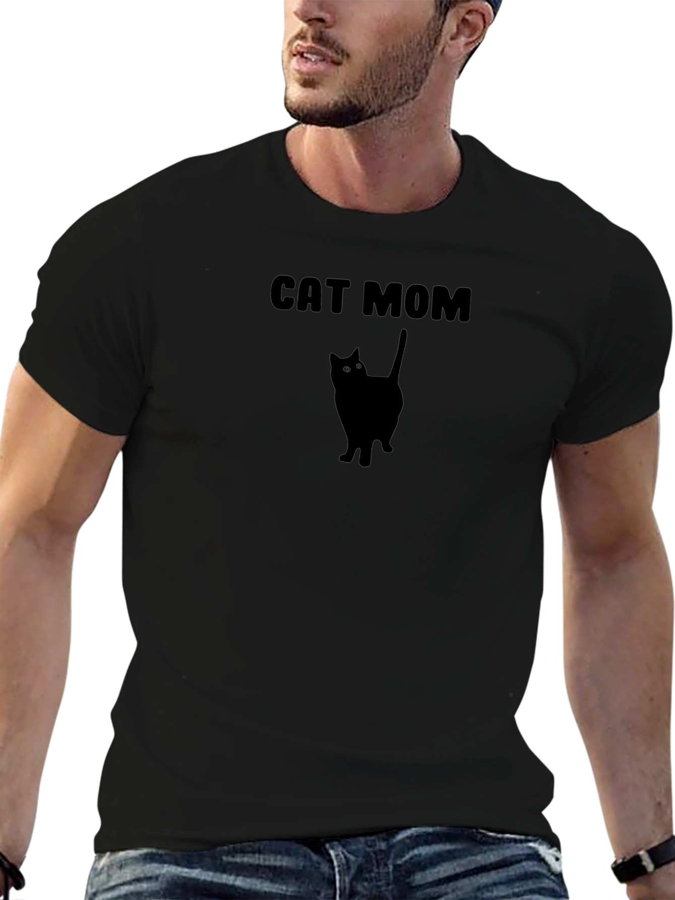 Cat Mom T-Shirt - Black Cat Silhouette