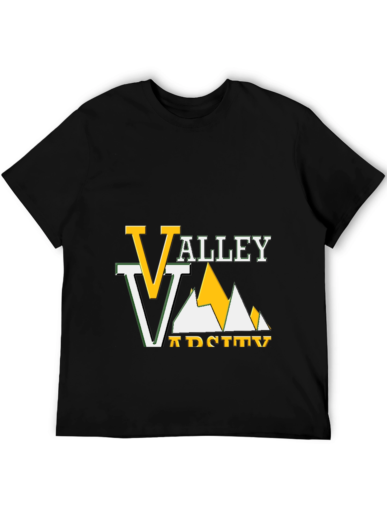 Valley Varsity Graphic Tee - Black Cotton T-Shirt