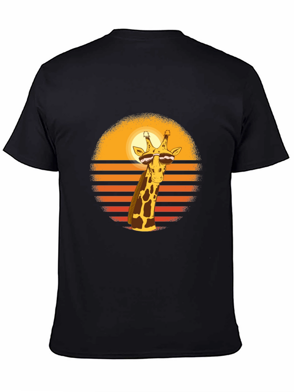 Cool Giraffe Sunset Graphic Tee - Black Cotton Blend