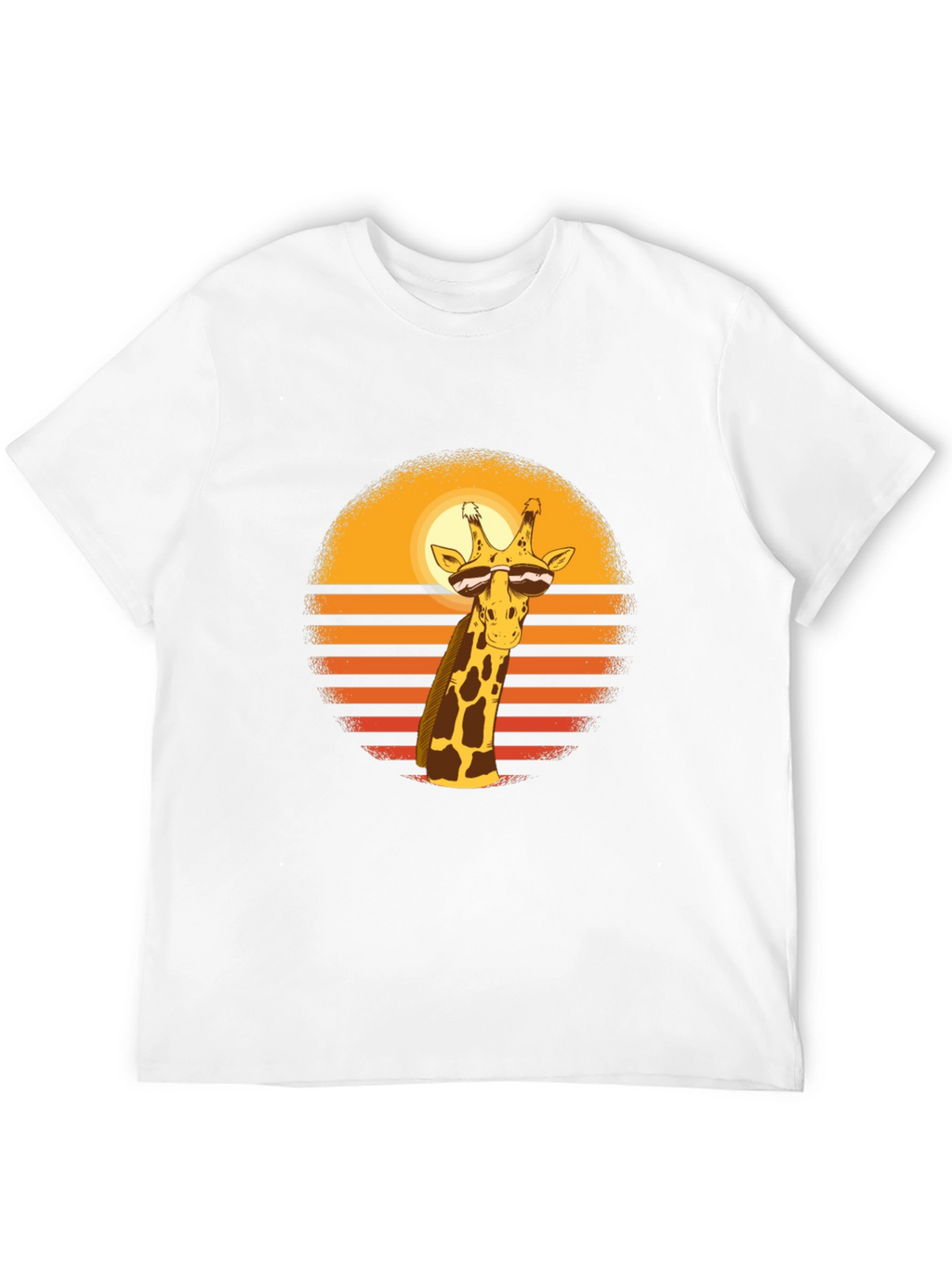 Cool Giraffe Sunset Graphic Tee - Black Cotton Blend