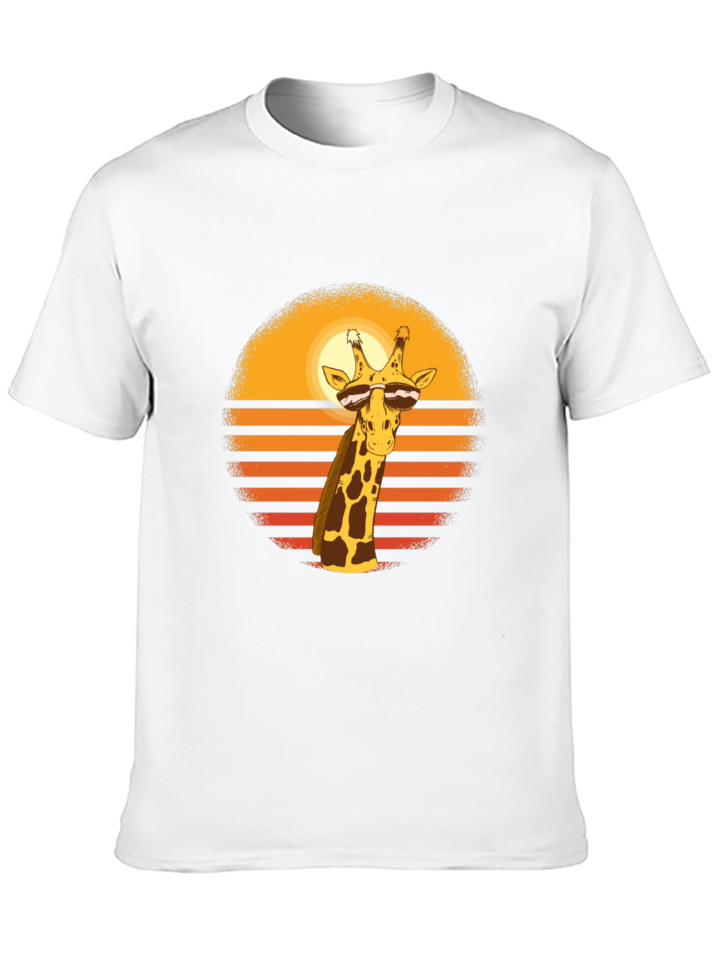 Cool Giraffe Sunset Graphic Tee - Black Cotton Blend