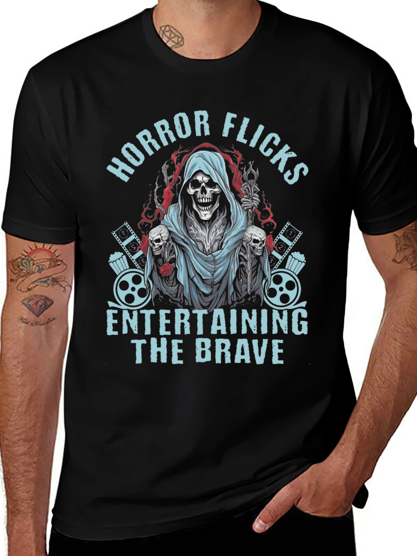 Horror Flicks Graphic Tee - Entertaining The Brave