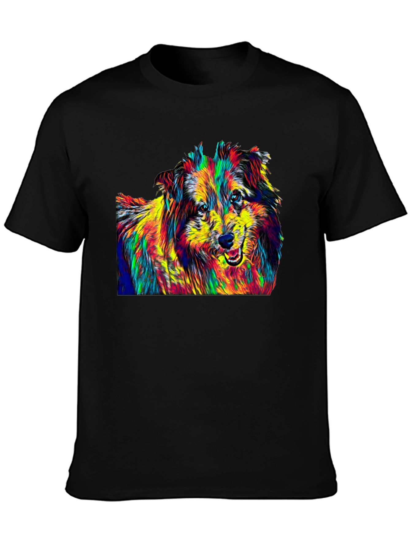 Dog Breed Pop Art Graphic Print Black T-Shirt