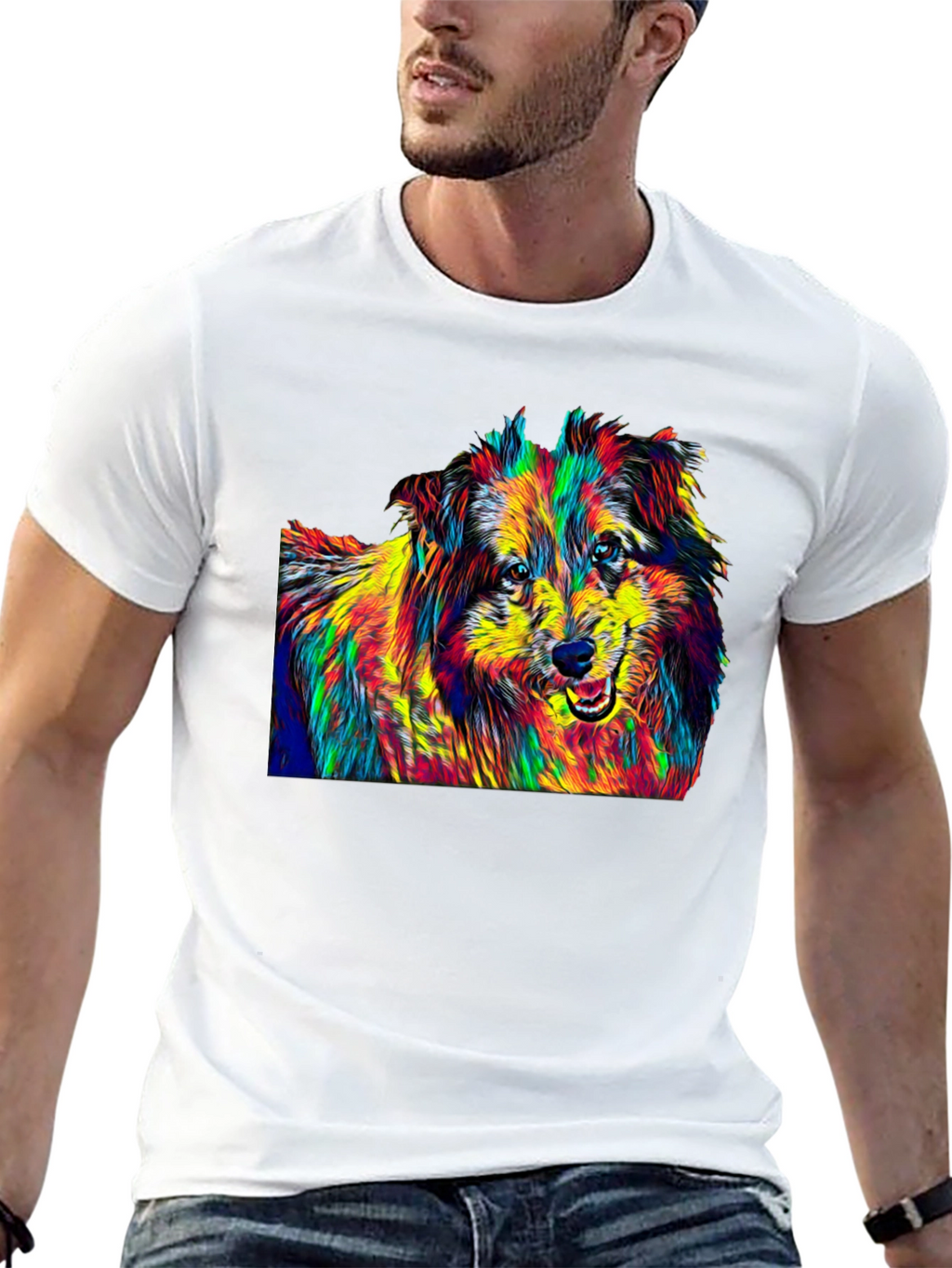 Dog Breed Pop Art Graphic Print Black T-Shirt