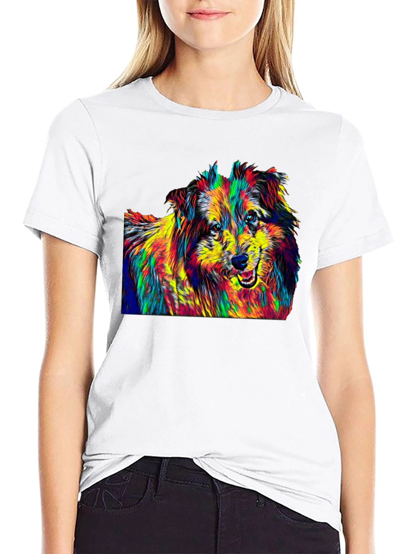 Dog Breed Pop Art Graphic Print Black T-Shirt