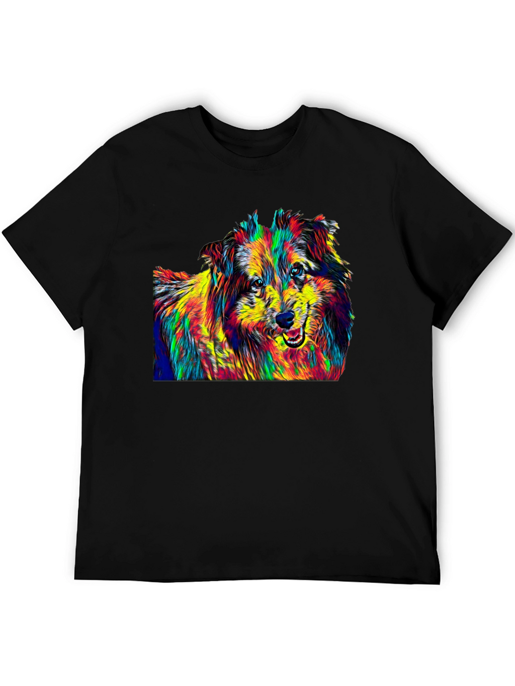 Dog Breed Pop Art Graphic Print Black T-Shirt