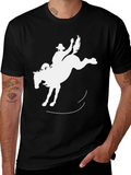 Bucking Bronco Black T-Shirt - Cowboy Rodeo Style