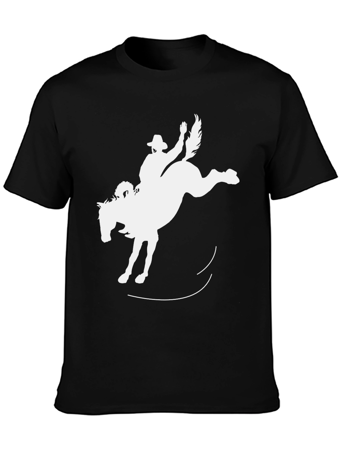 Bucking Bronco Black T-Shirt - Cowboy Rodeo Style
