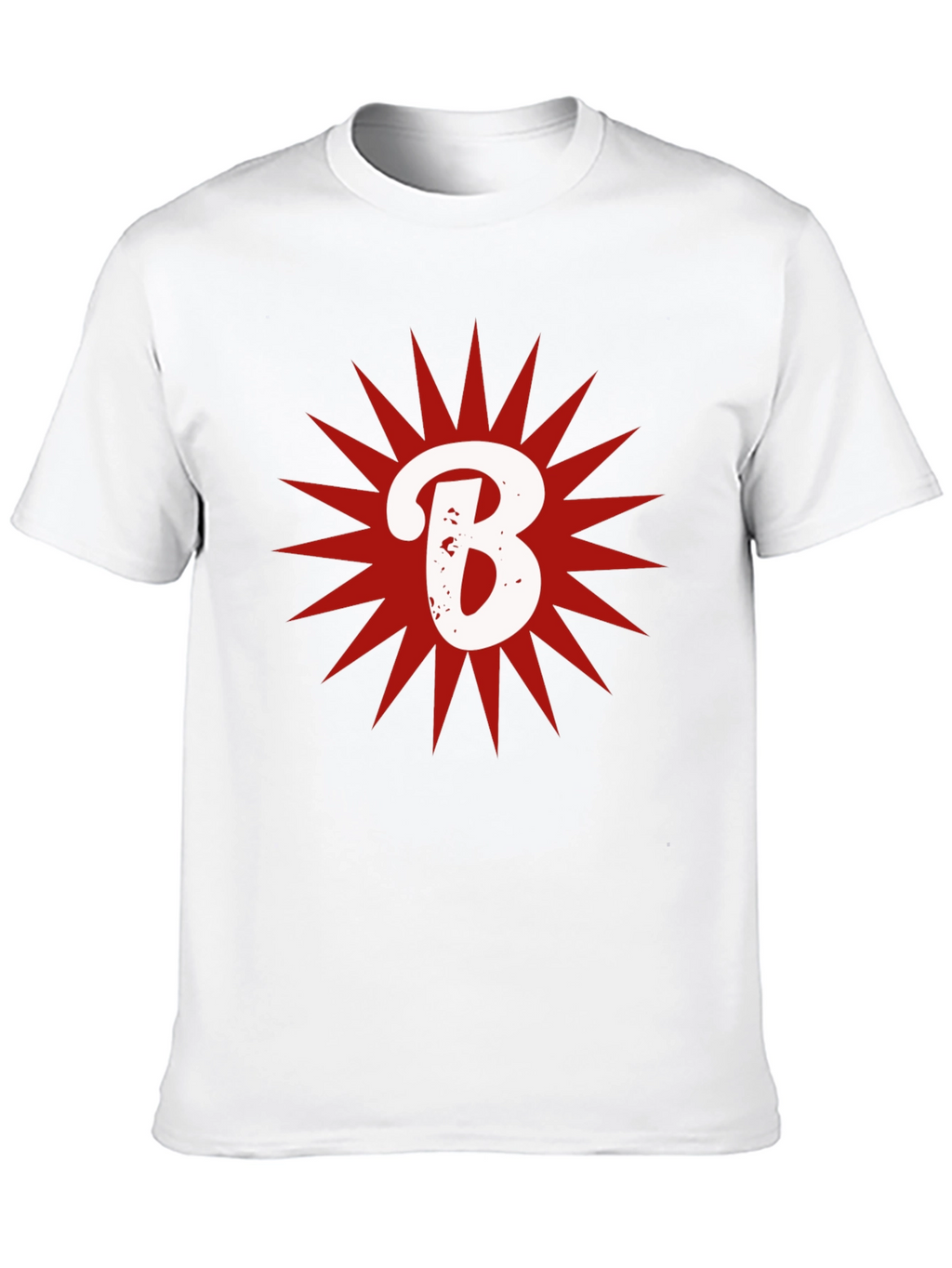 Letter B Starburst Graphic T-Shirt - Casual Cotton Tee
