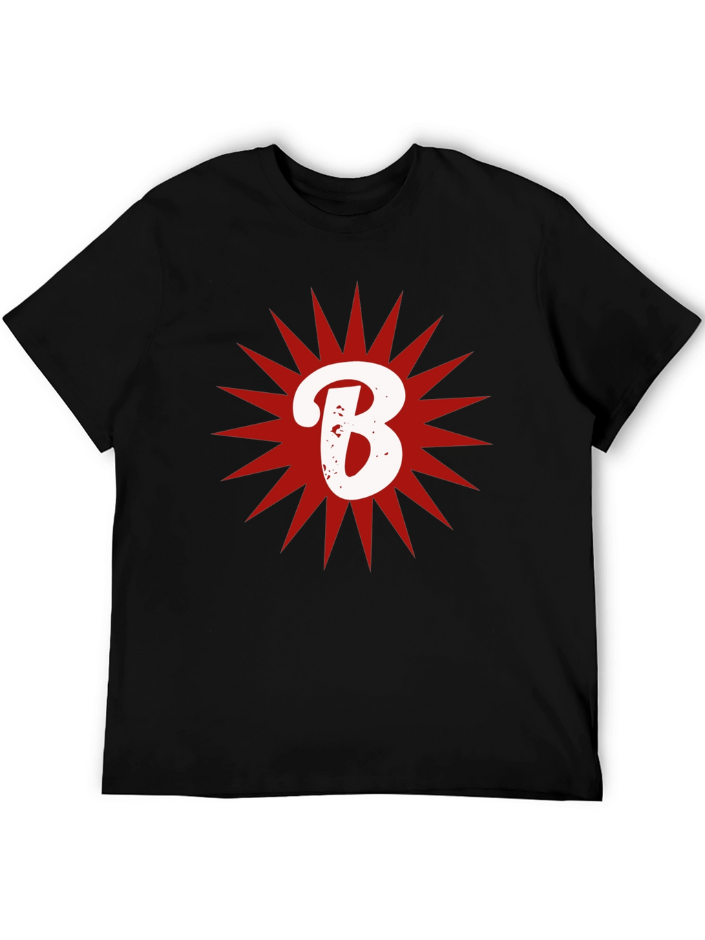 Letter B Starburst Graphic T-Shirt - Casual Cotton Tee