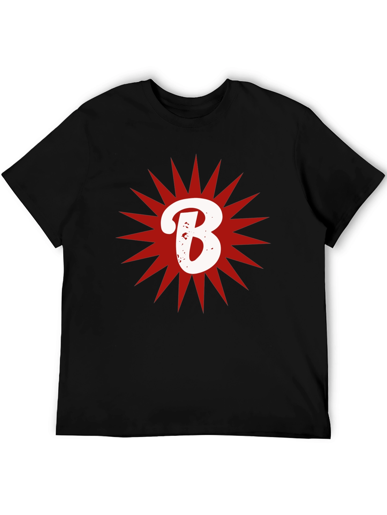 Letter B Starburst Graphic T-Shirt - Casual Cotton Tee