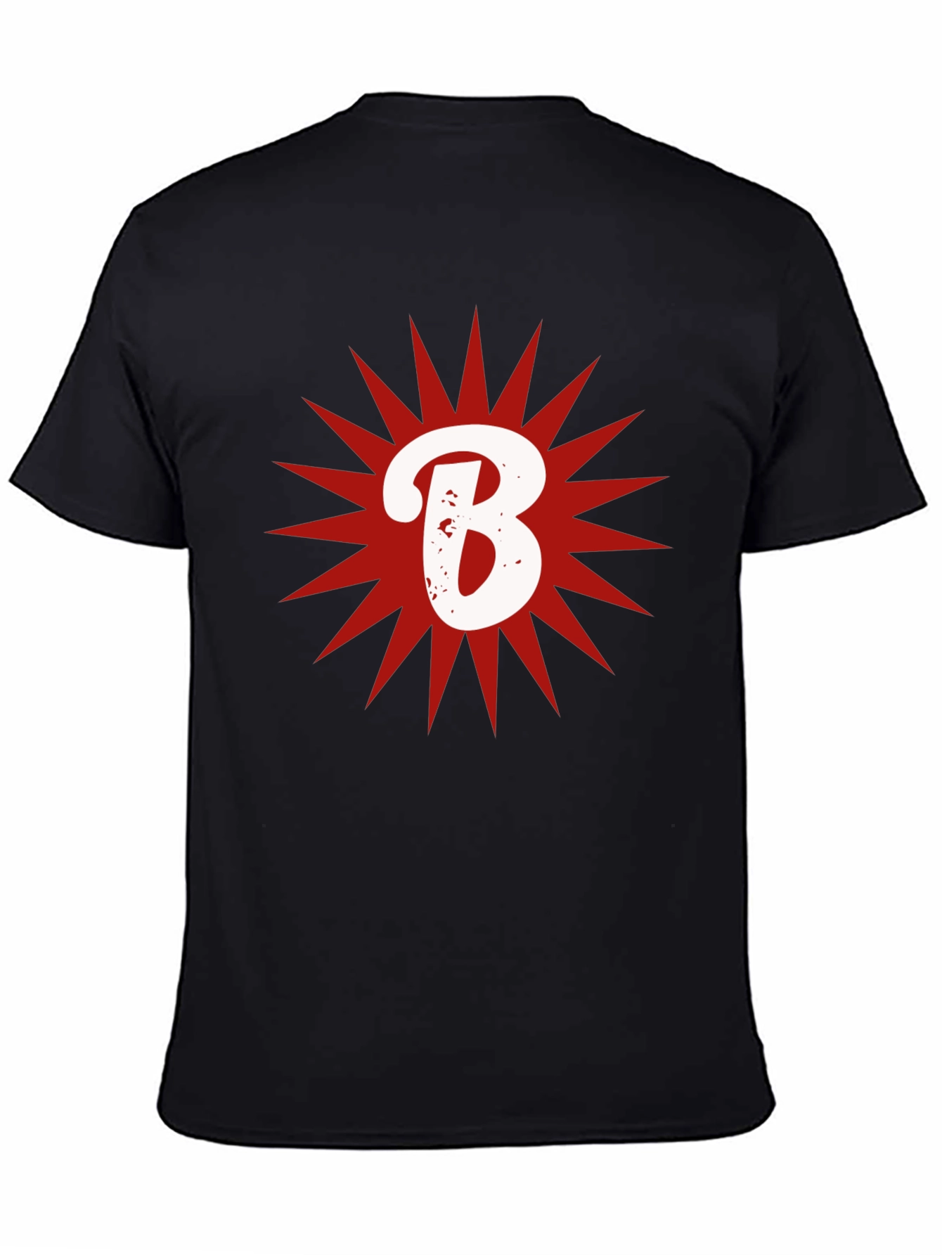 Letter B Starburst Graphic T-Shirt - Casual Cotton Tee
