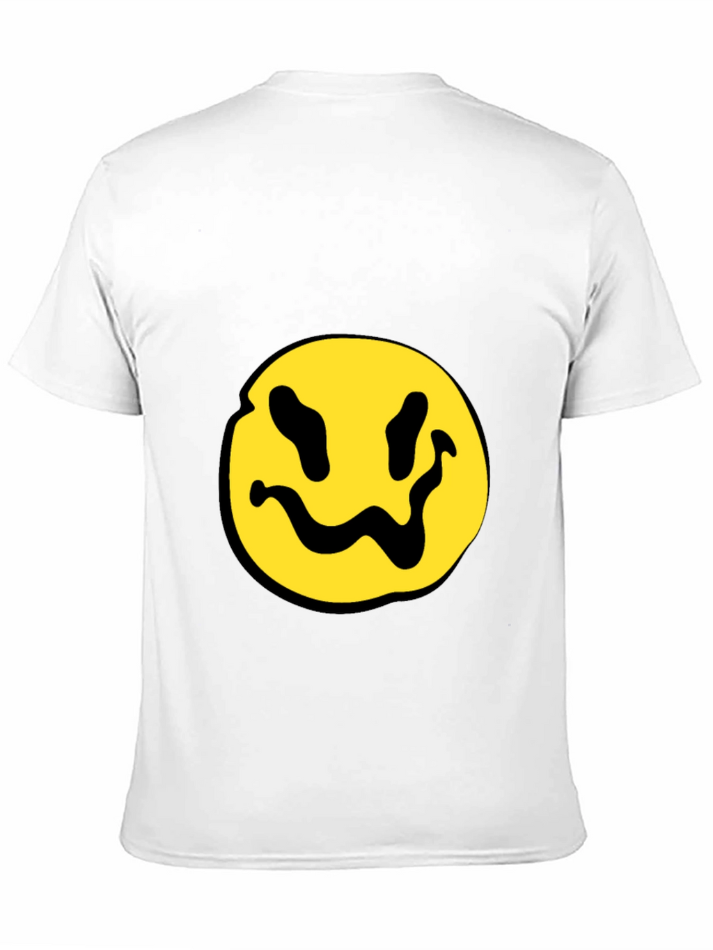 Black T-Shirt with Yellow Distorted Smiley Face