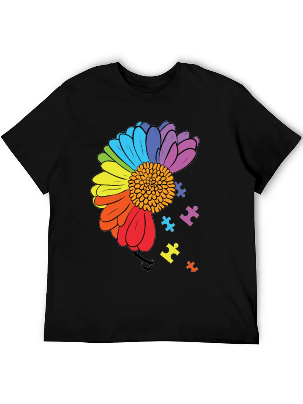 Autism Awareness Rainbow Flower Puzzle T-Shirt