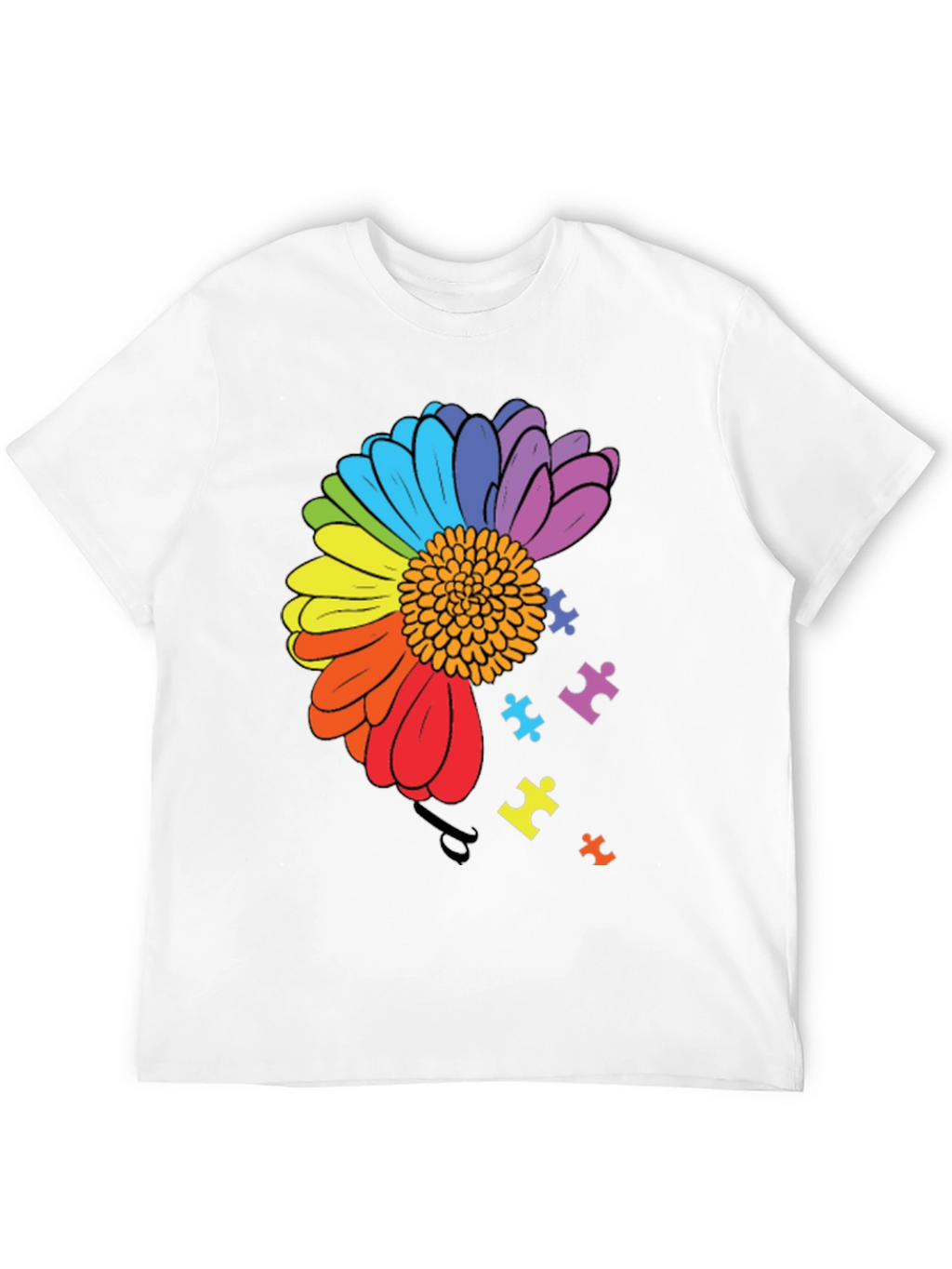 Autism Awareness Rainbow Flower Puzzle T-Shirt