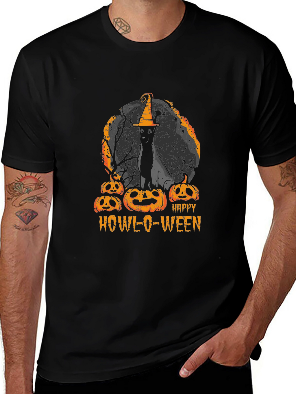 Howl-O-Ween Cat & Pumpkins T-Shirt