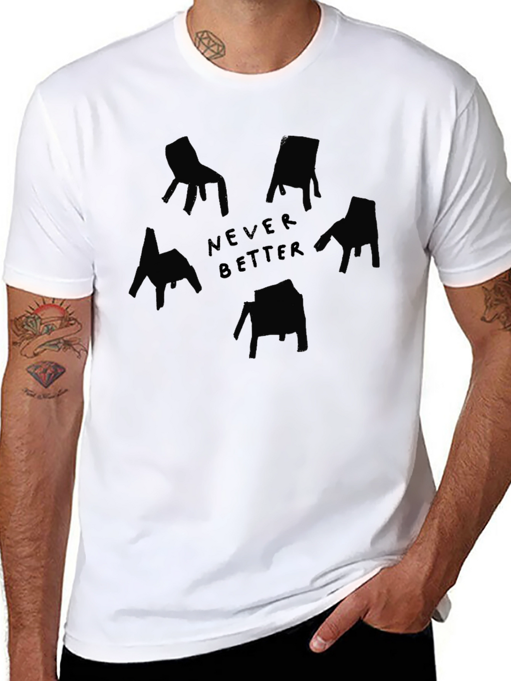 Never Better Chair Graphic Black T-Shirt