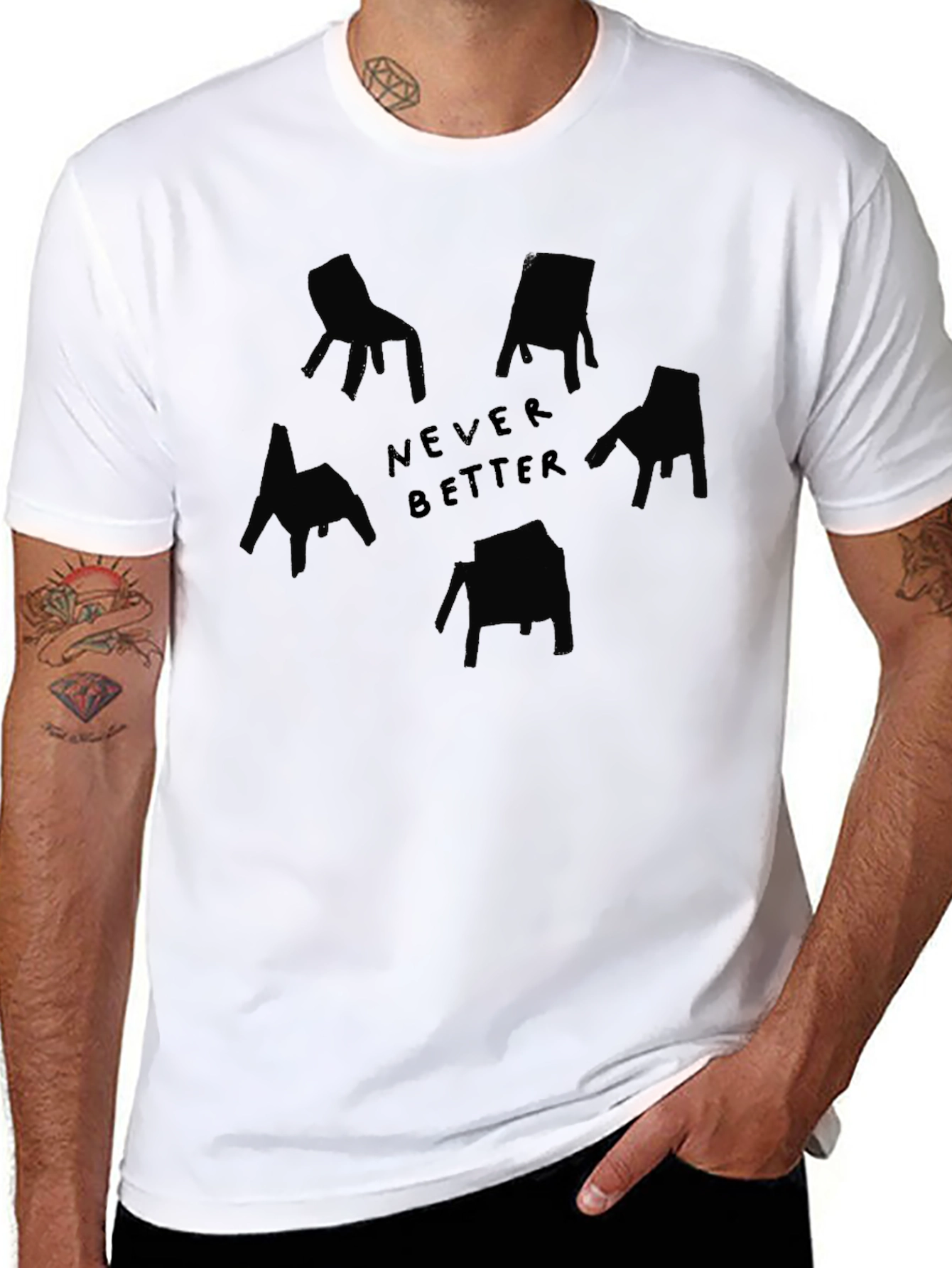 Never Better Chair Graphic Black T-Shirt