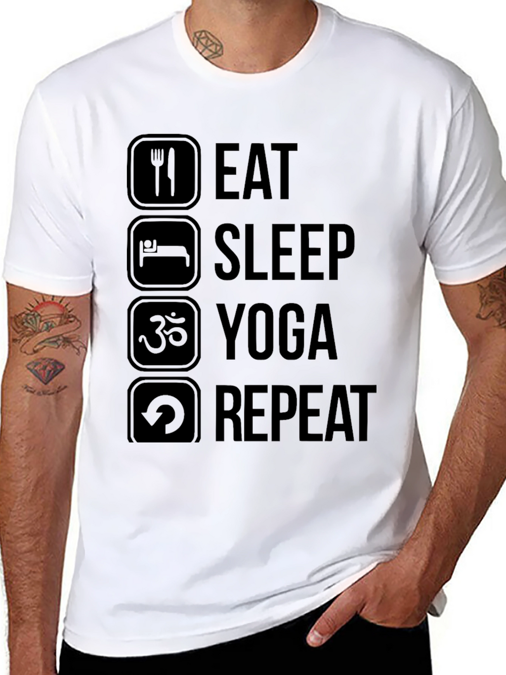 Eat Sleep Yoga Repeat Black T-Shirt