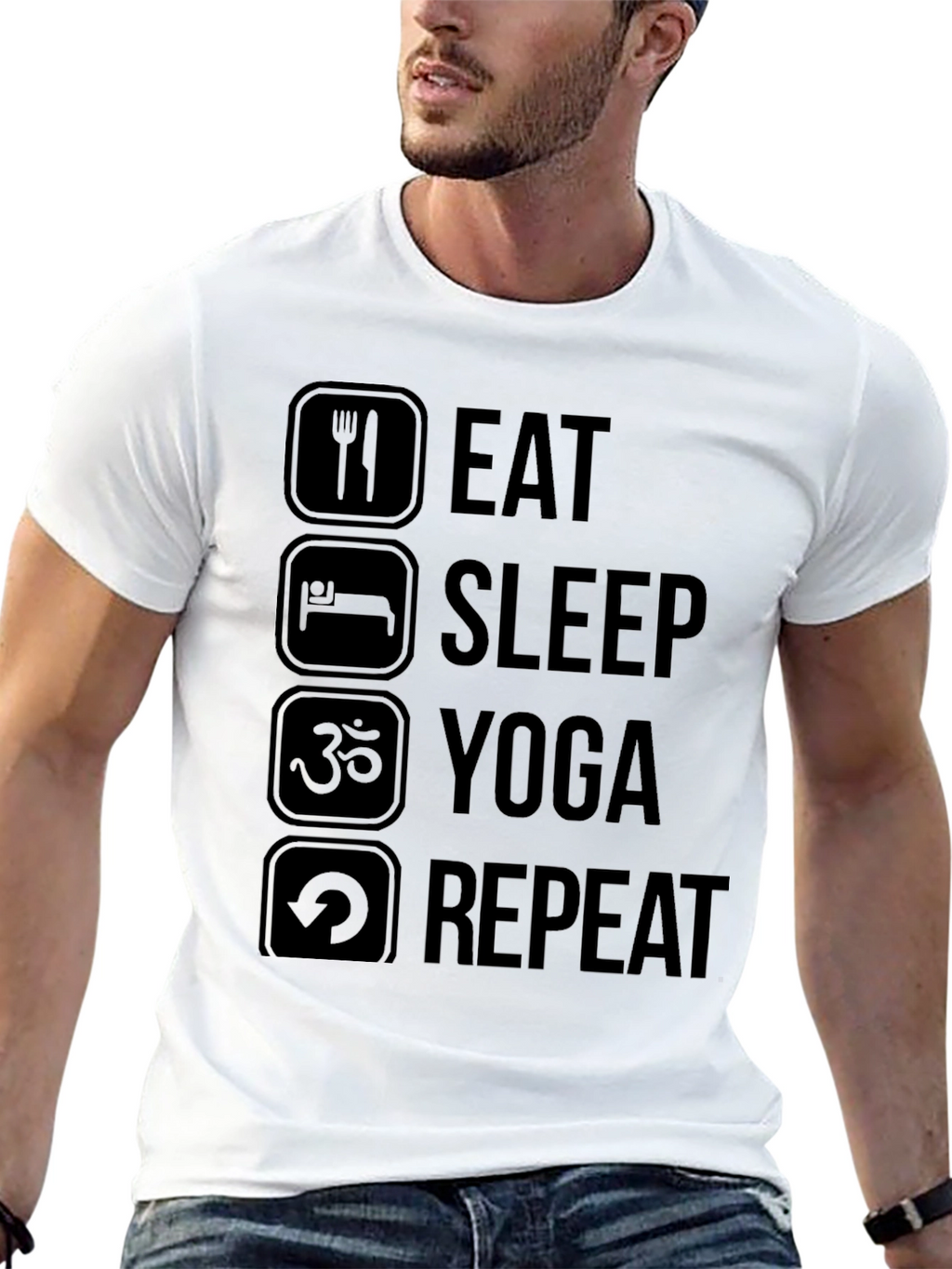 Eat Sleep Yoga Repeat Black T-Shirt