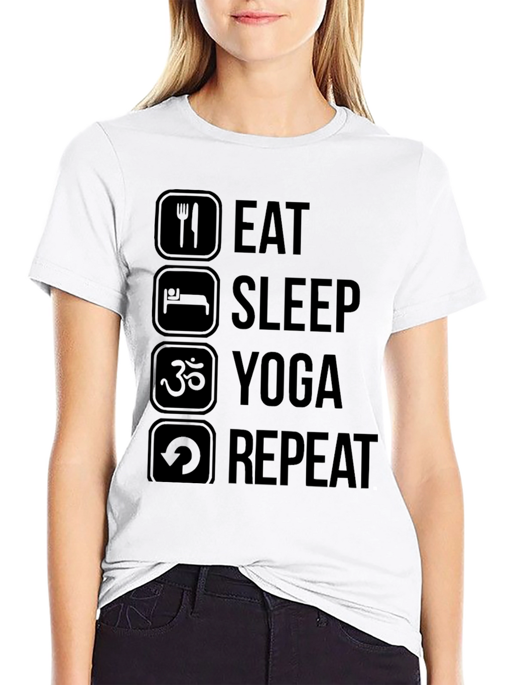 Eat Sleep Yoga Repeat Black T-Shirt
