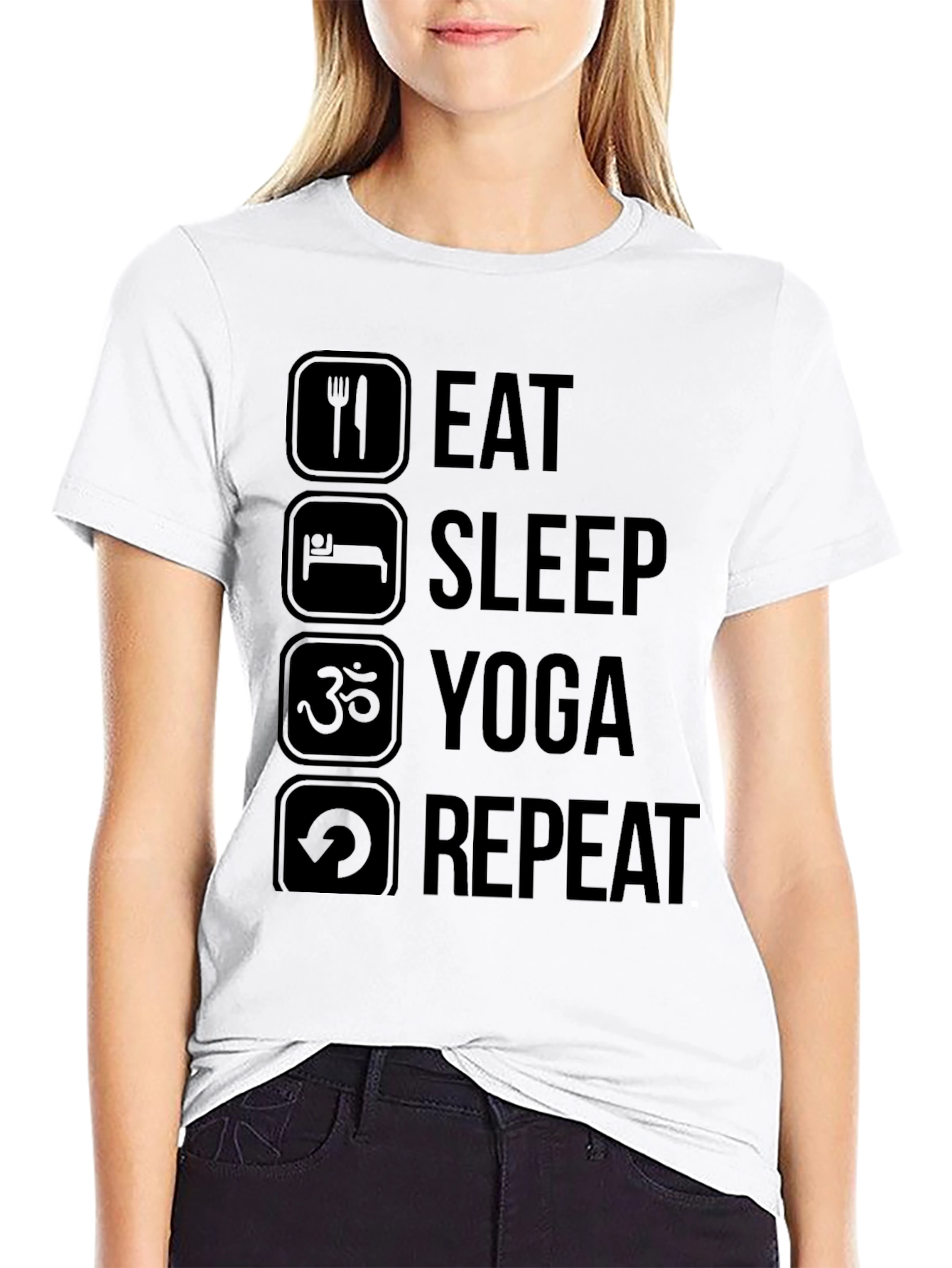 Eat Sleep Yoga Repeat Black T-Shirt