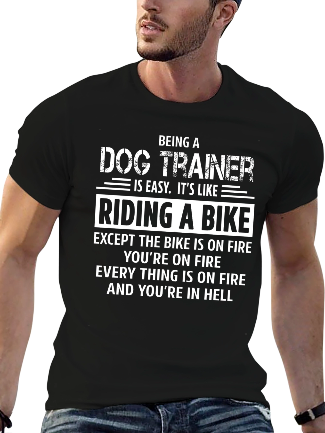 Dog Trainer T-Shirt: Riding a Bike in Hell