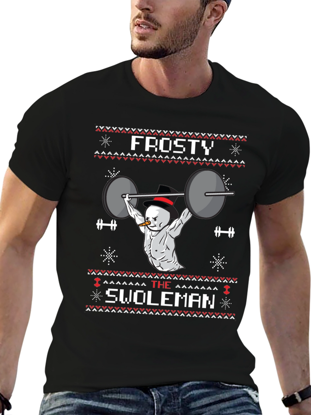 Frosty the Swoleman Ugly Christmas Sweater T-Shirt