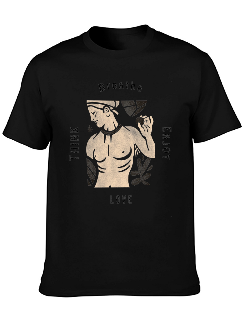 Mens Black T-Shirt with Greek Statue Design