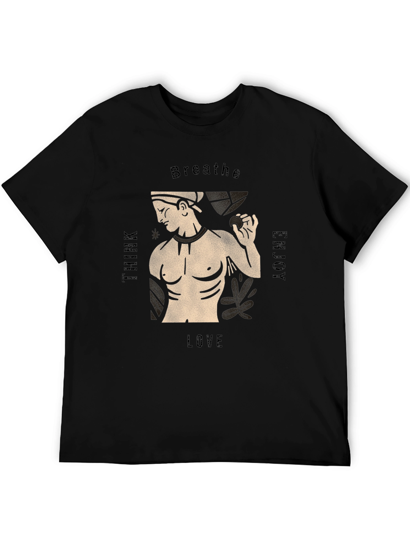 Mens Black T-Shirt with Greek Statue Design