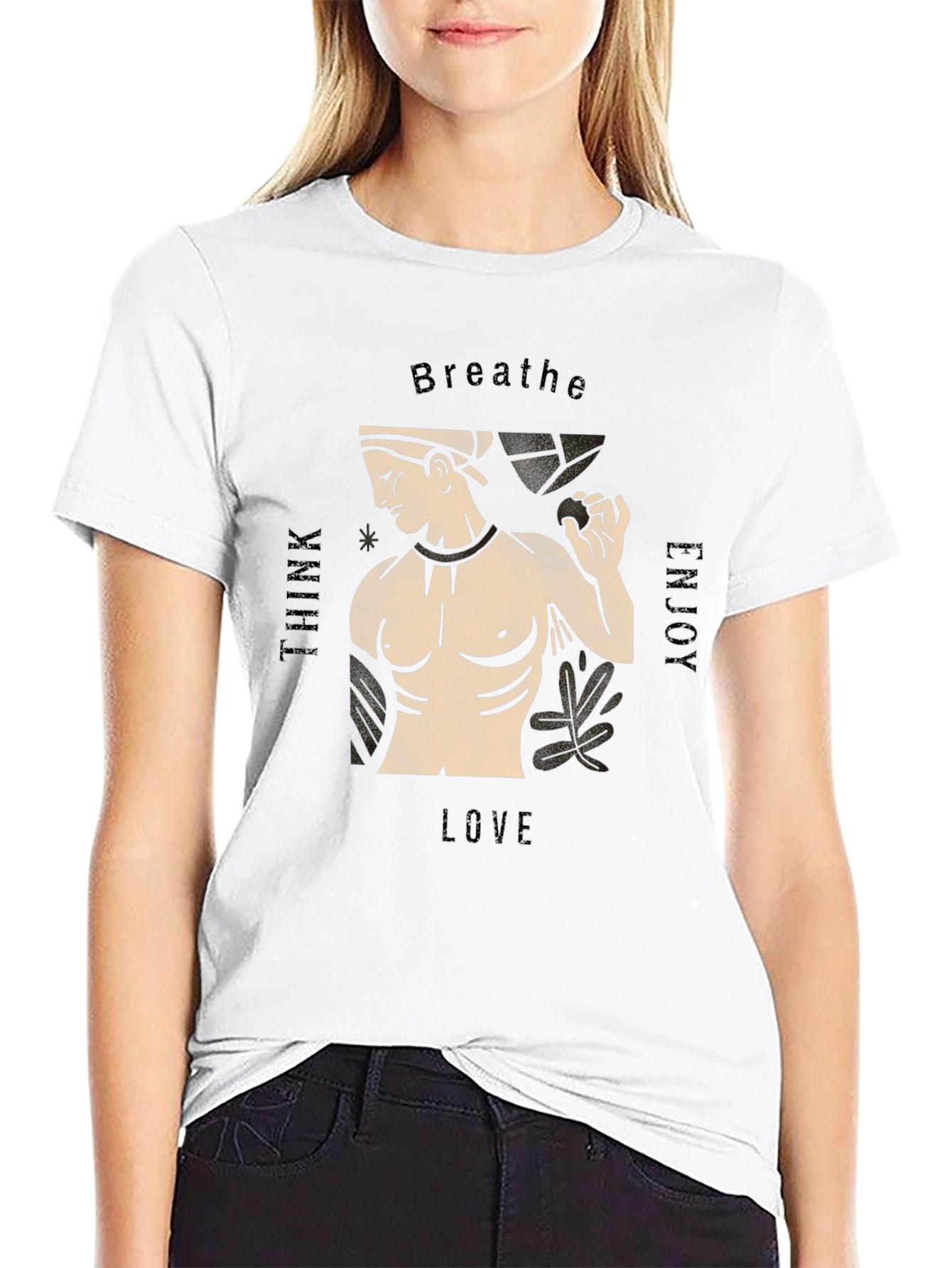 Mens Black T-Shirt with Greek Statue Design
