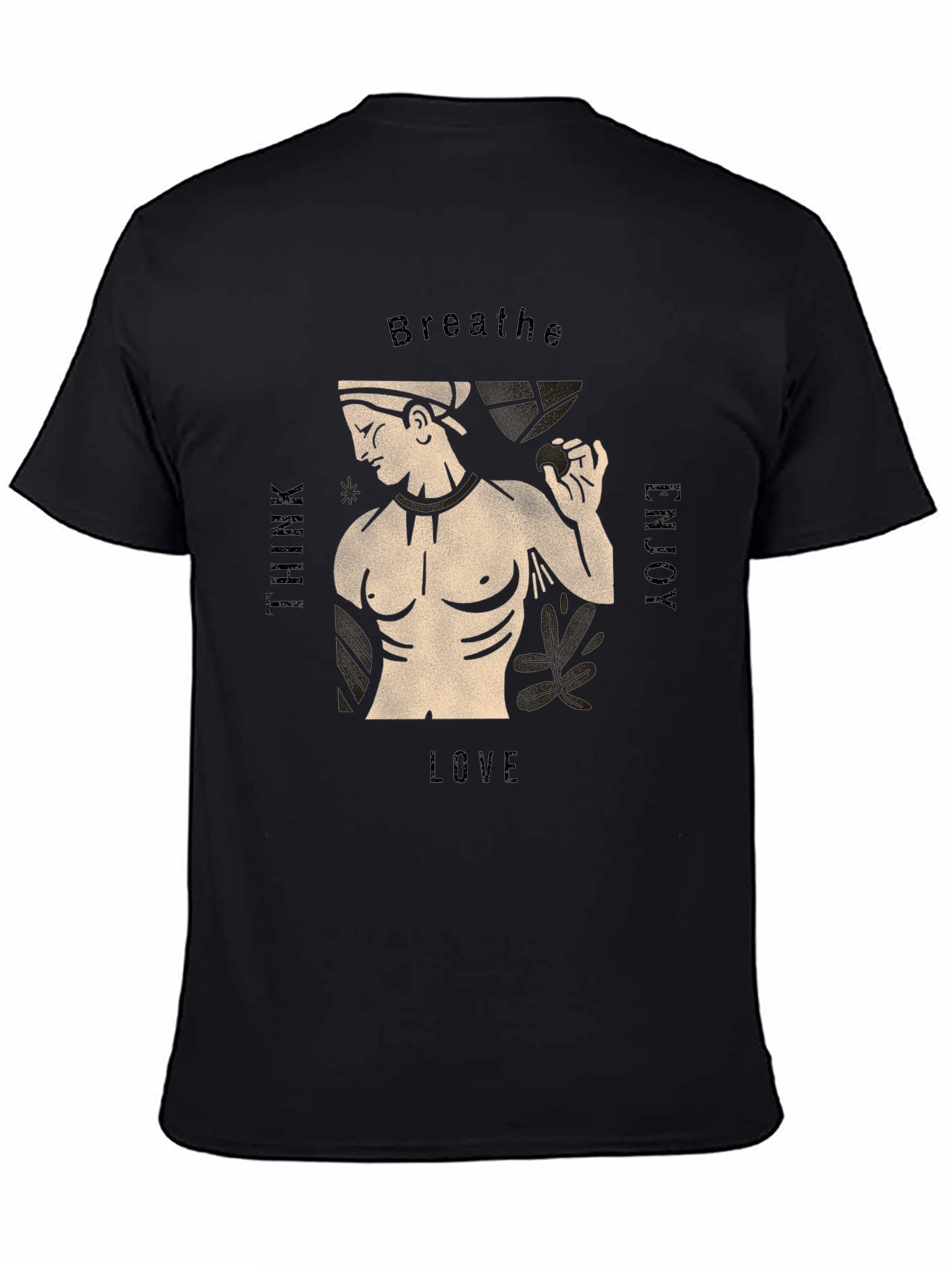 Mens Black T-Shirt with Greek Statue Design