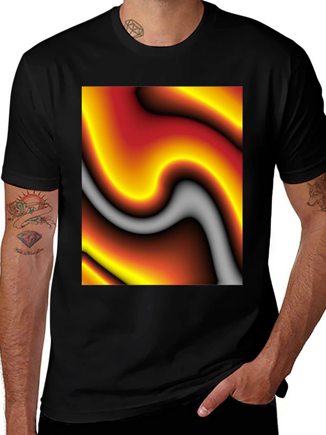 Abstract Art Graphic Tee - Soft Black Cotton