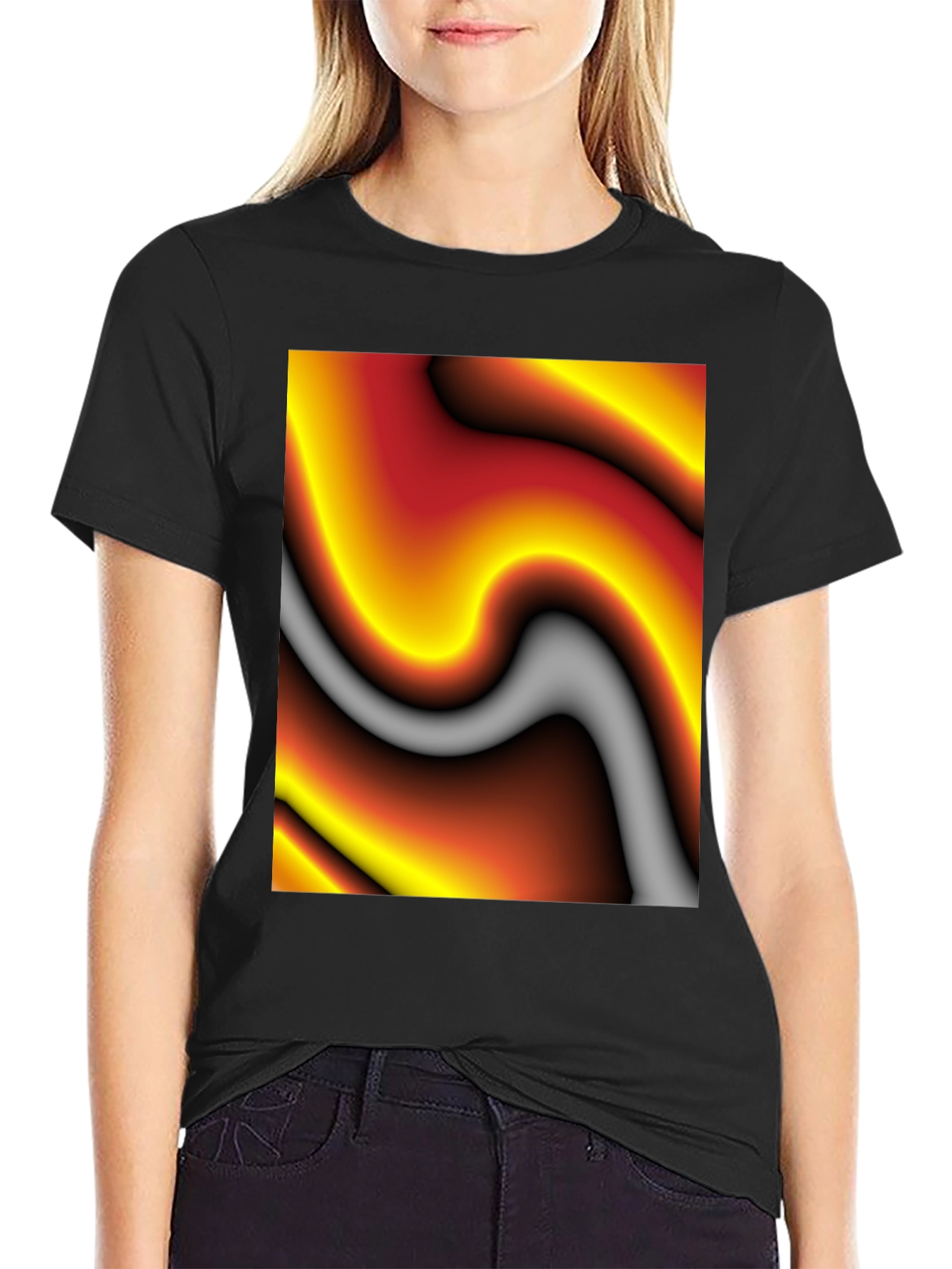Abstract Art Graphic Tee - Soft Black Cotton