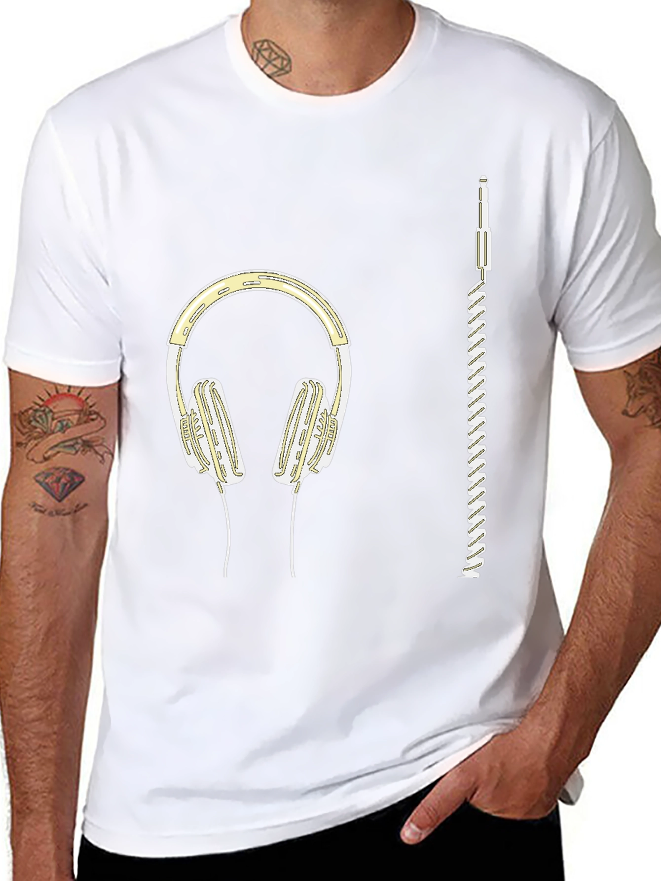 Headphones Graphic Tee - Music Lover Shirt