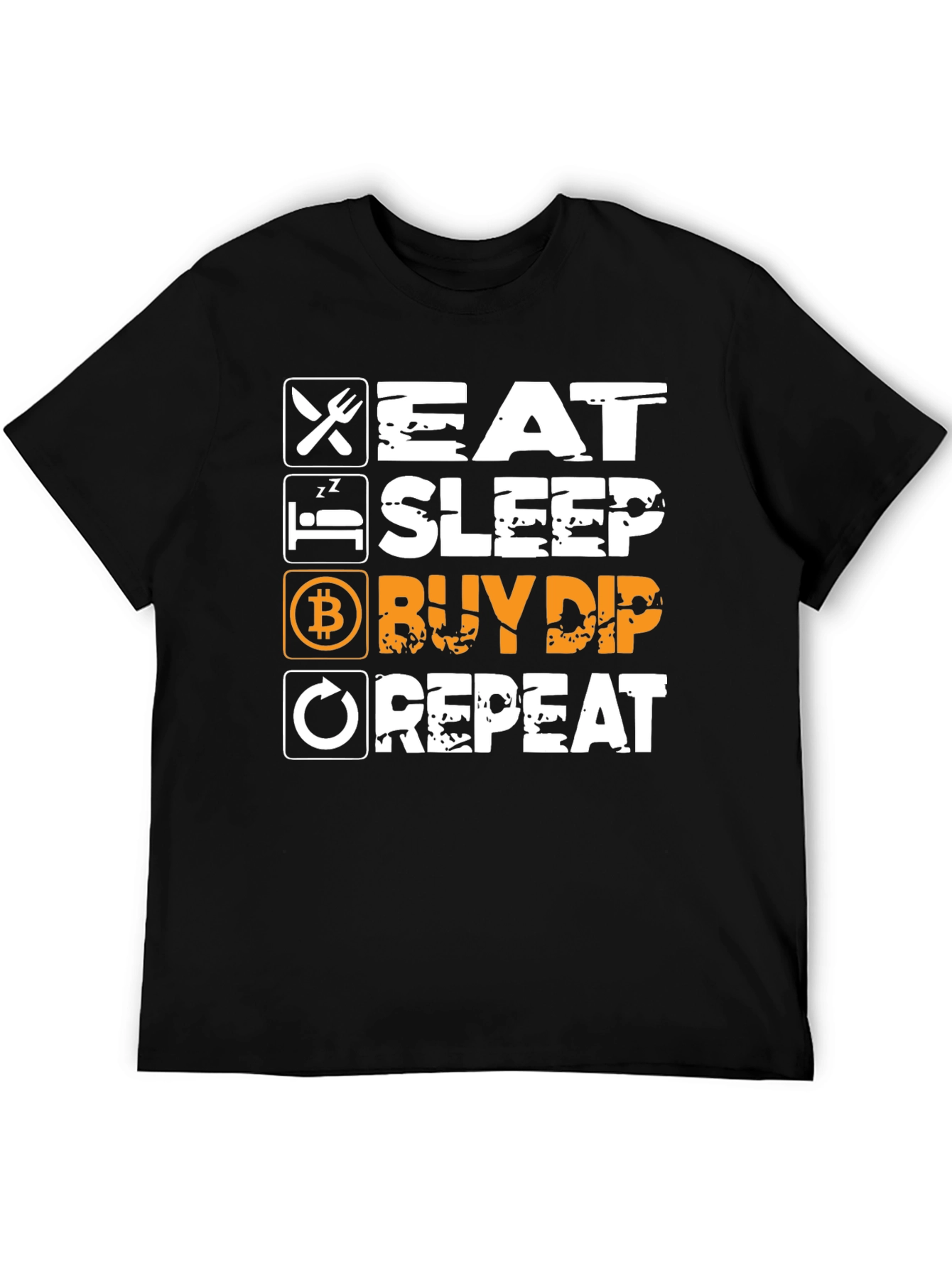 Eat Sleep Buy Dip Repeat Black Graphic Tee