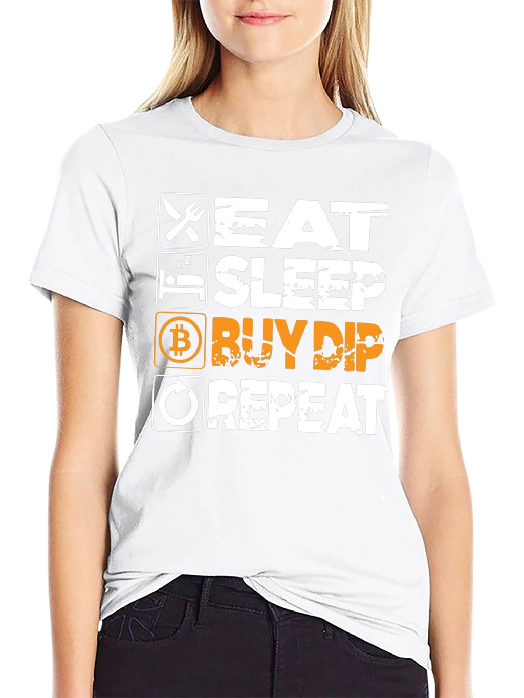 Eat Sleep Buy Dip Repeat Black Graphic Tee