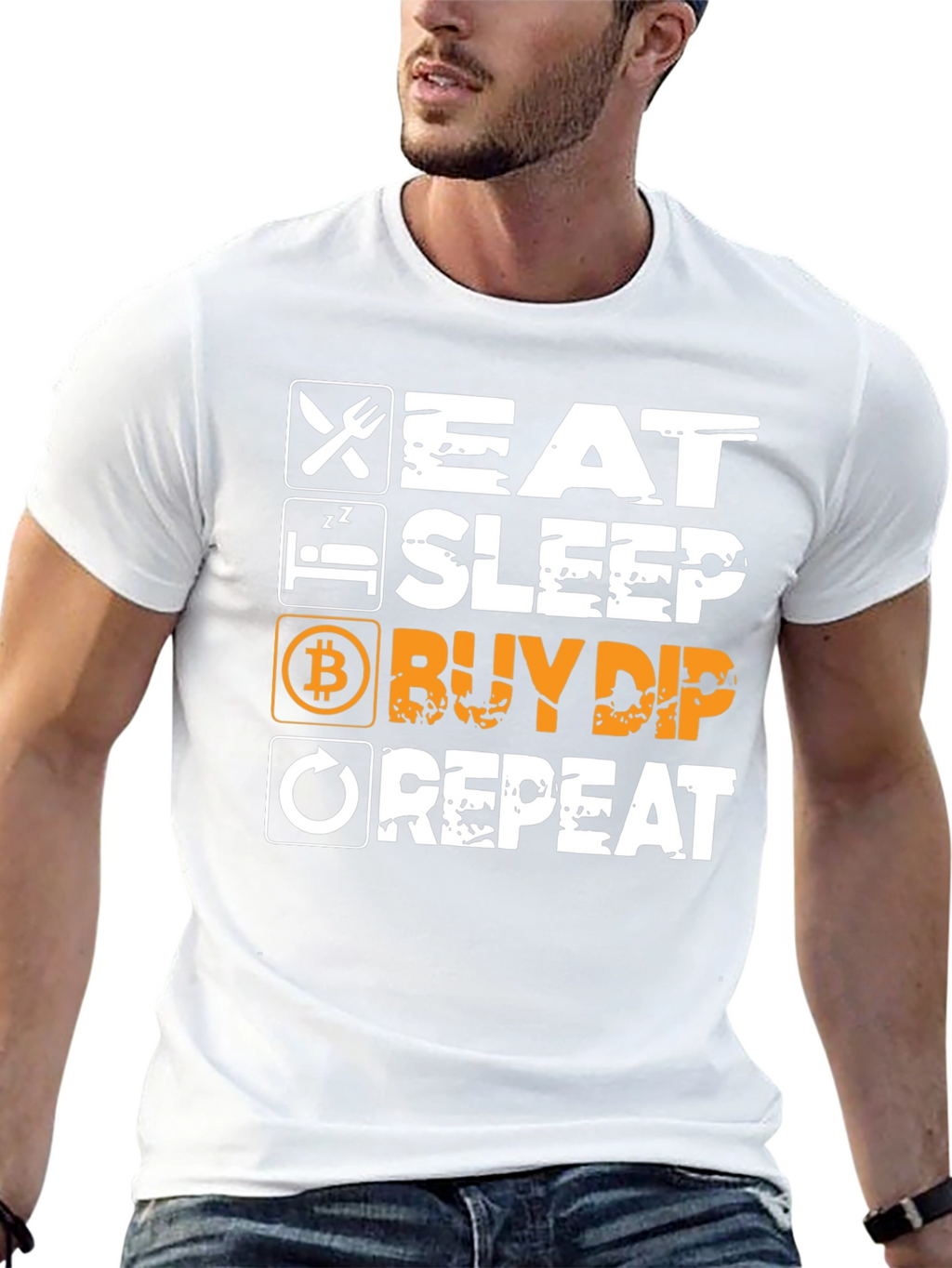 Eat Sleep Buy Dip Repeat Black Graphic Tee