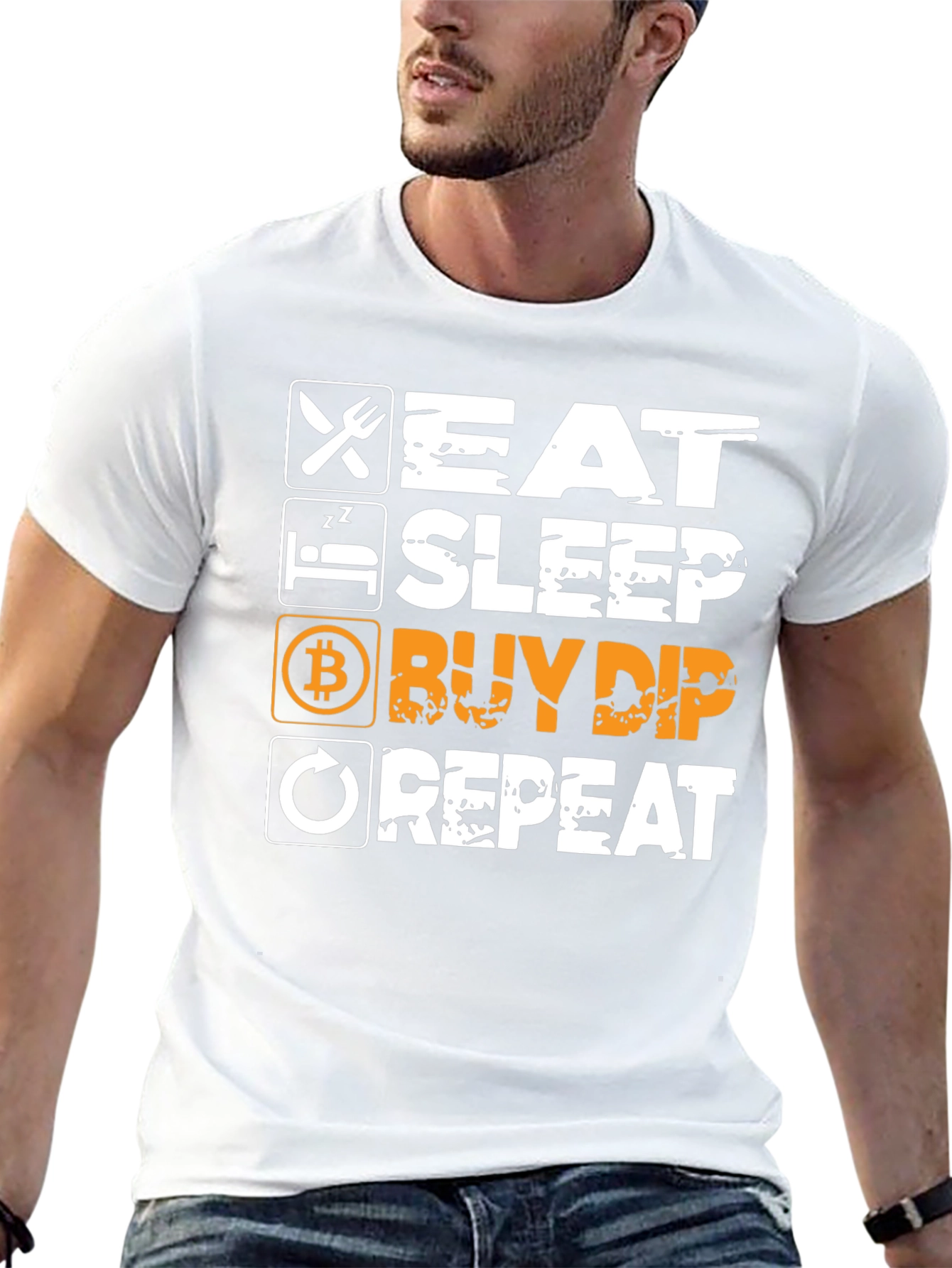 Eat Sleep Buy Dip Repeat Black Graphic Tee