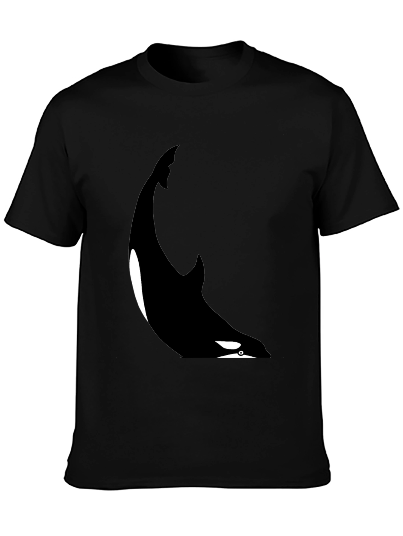 Orca Whale Graphic Tee - Black Cotton Blend T-Shirt