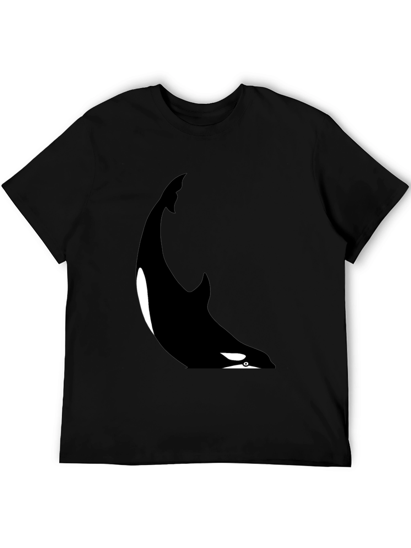 Orca Whale Graphic Tee - Black Cotton Blend T-Shirt
