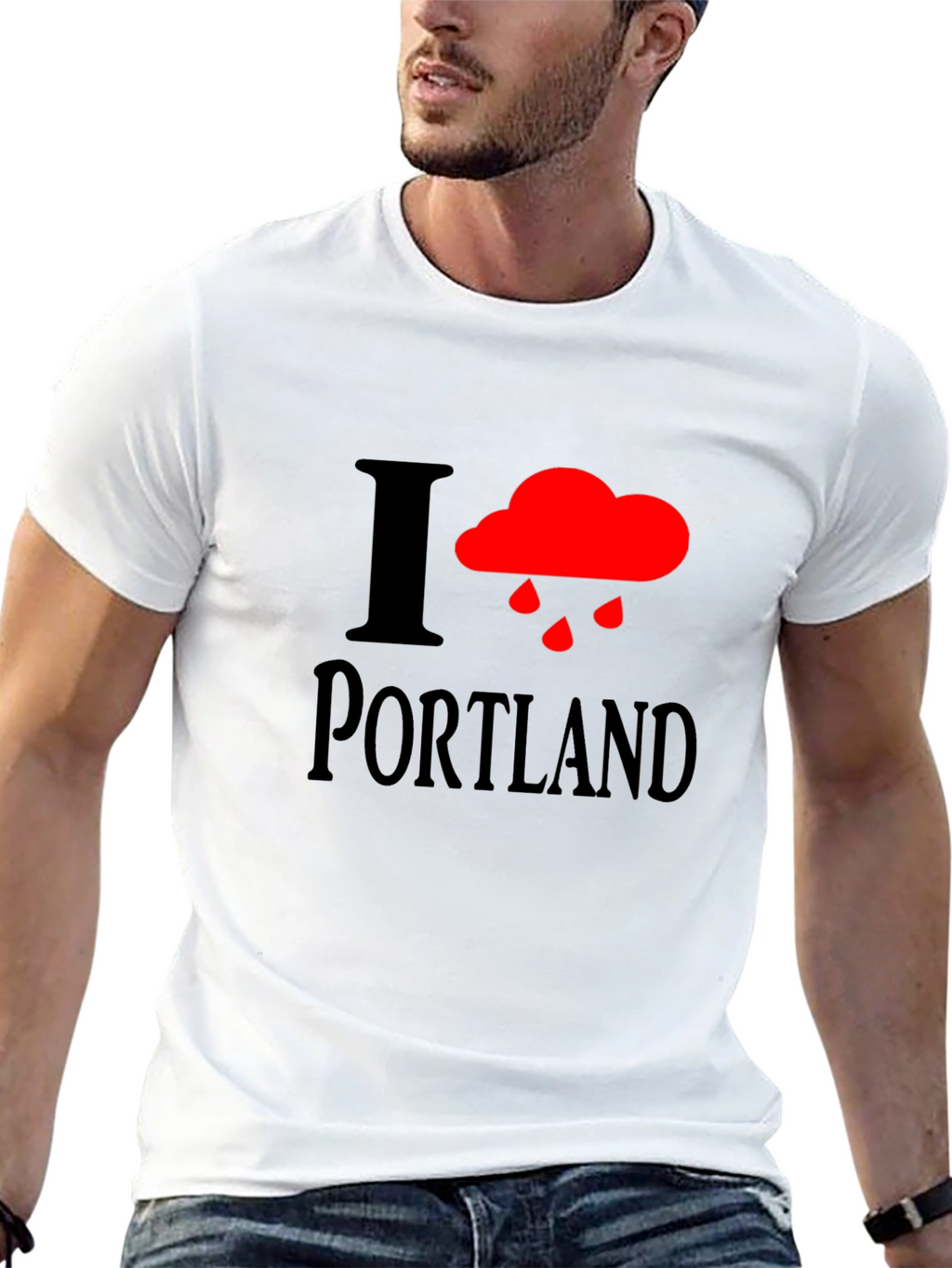 I Heart Portland Rainy Cloud Black T-Shirt
