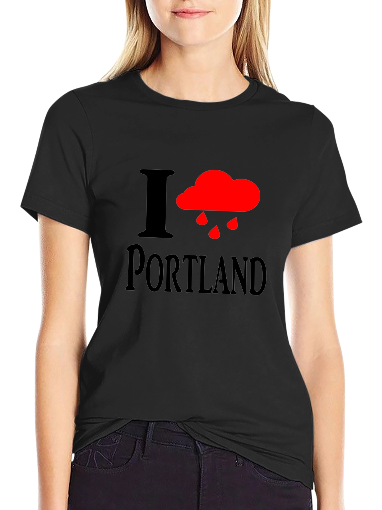 I Heart Portland Rainy Cloud Black T-Shirt