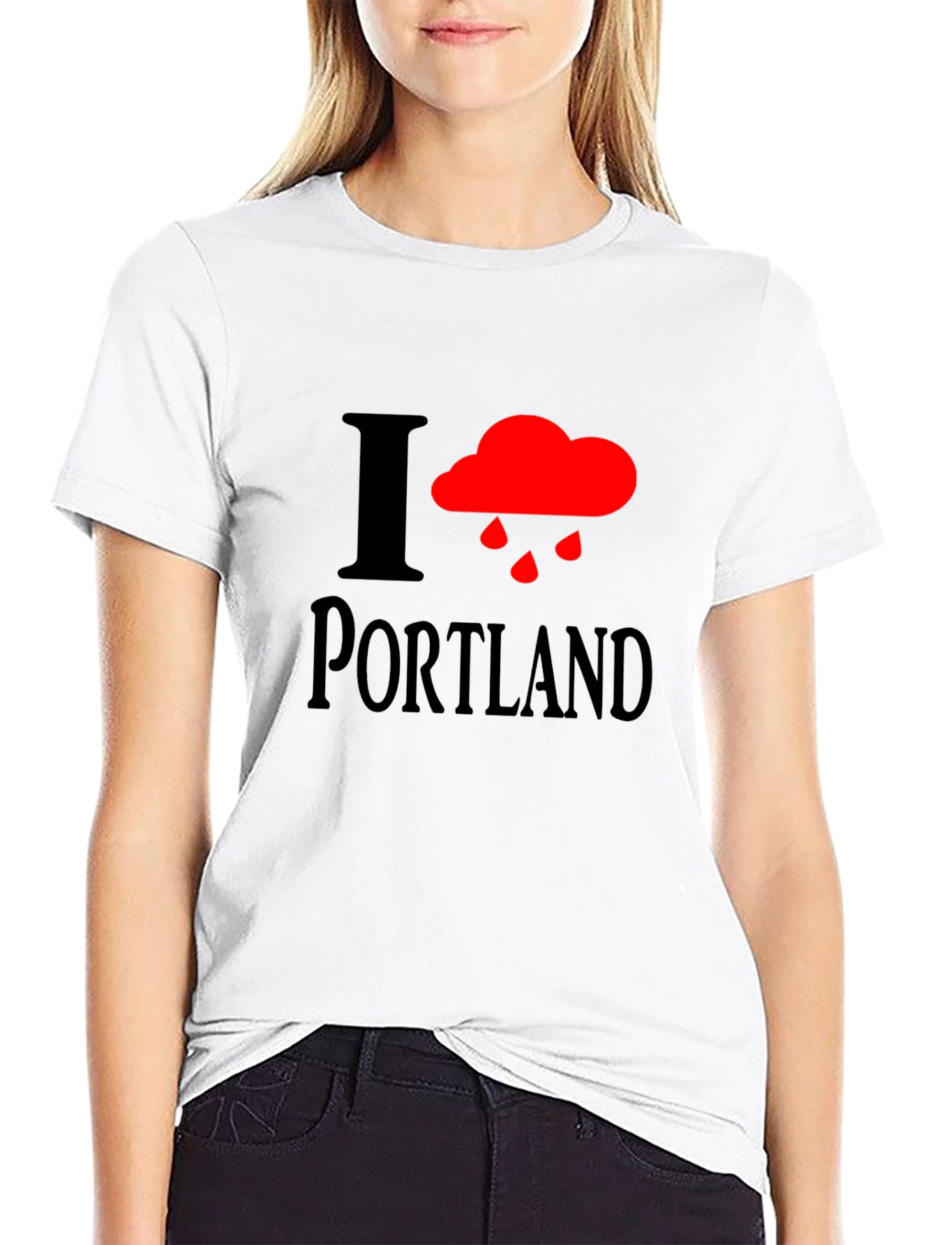 I Heart Portland Rainy Cloud Black T-Shirt